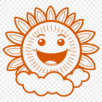Vector graphic representation of a sunny sky with a cloud-free area.