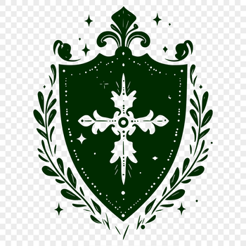 A graphic representation of an ornate shield, ideal for vector design projects.
