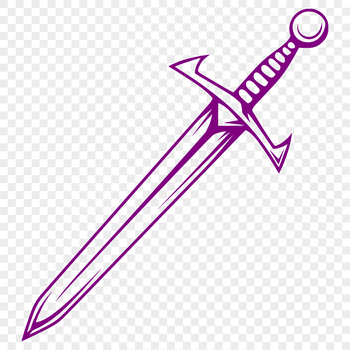Vector sword illustration suitable for cutting machines like Cricut or laser cutters.