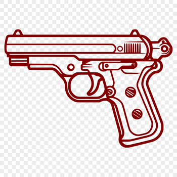 A detailed illustration of a handgun in vector format.