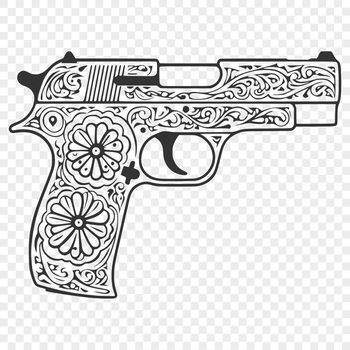 A detailed illustration of a handgun as a vector graphic.