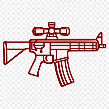 Vector graphic representation of a gun used for military or hunting purposes.
