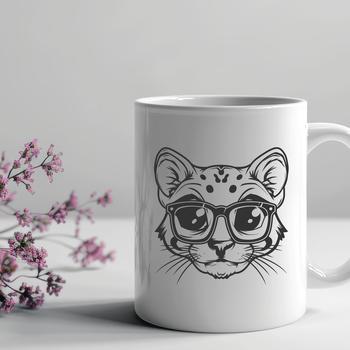 Unique Big Cat Wearing Glasses SVG