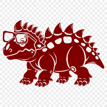 A prehistoric dinosaur character wearing glasses in full body view.