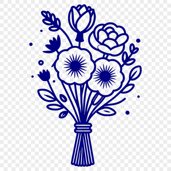 A stylized bouquet of flowers in a vector design format, suitable for cutting machines and digital editing.