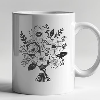 A bouquet of colorful flowers arranged in a decorative way.