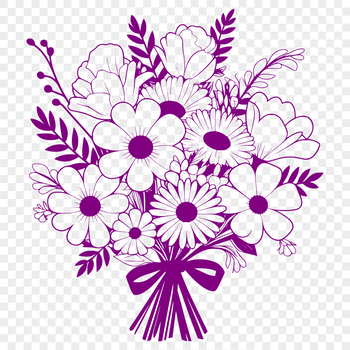 A digital bouquet of flowers in various shapes and colors, suitable for vector design and cutting machine applications.