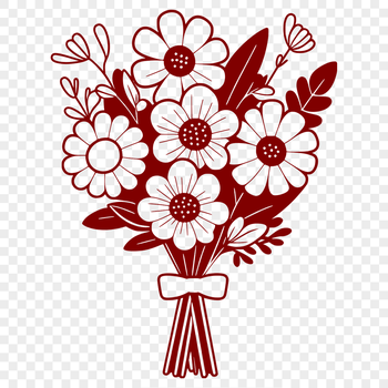 A detailed floral bouquet design suitable for vector graphics and cutting machines.