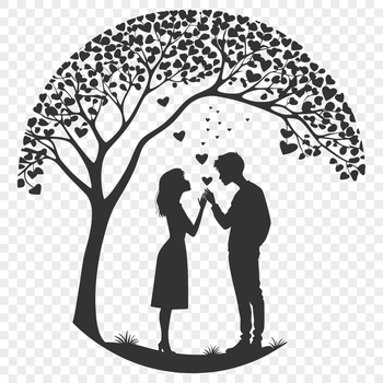 An ornate vector design featuring a romantic tree motif, ideal for wedding decor or Valentine's Day celebrations.