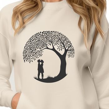 A stylized illustration of a tree with intertwined branches forming a heart shape, symbolizing love and devotion.