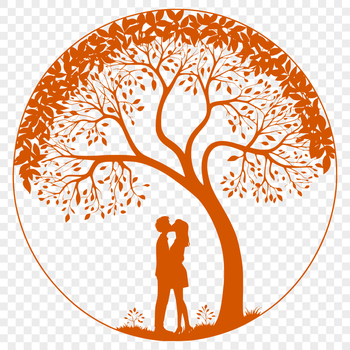 An elegant vector design featuring a tree with embracing trunks, ideal for wedding or Valentine's Day decorations.