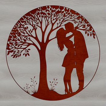 A stylized illustration of a tree with intertwined branches forming a heart shape, suitable for Valentine's Day decorations.