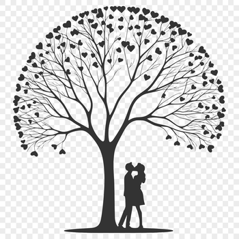 An intricately designed tree illustration with intertwined lovers, symbolizing unity and love.