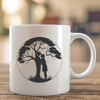 A stylized illustration of intertwined tree branches forming a heart shape, symbolizing love and connection.