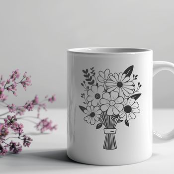 A bouquet of flowers with mixed colored petals and stems, suitable for vector art design.