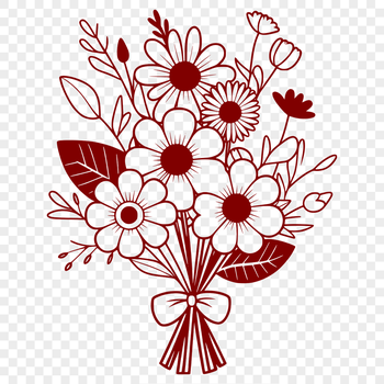 A vector illustration of a colorful bouquet of flowers with mixed blooms and greenery.