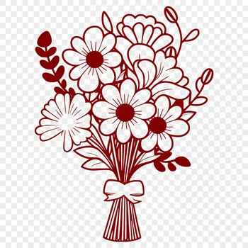 A stylized bouquet of flowers designed with precision and detail, ideal for graphic design projects.