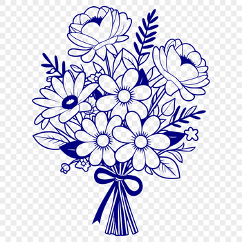 A vector floral bouquet illustration featuring various blooms.