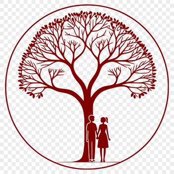 An ornate vector design featuring a tree as a representation of a loving couple's union.