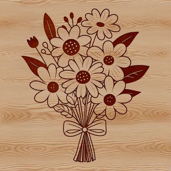 A bouquet of colorful flowers arranged in a decorative shape.