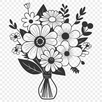 A stylized illustration of a floral bouquet suitable for various designs and crafts.