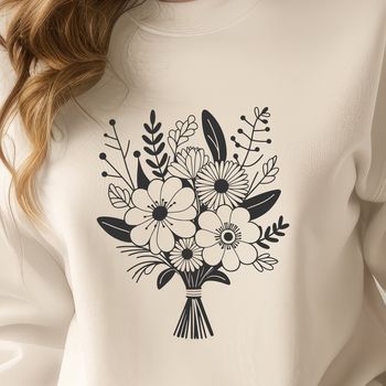 Floral bouquet design featuring assorted flowers and foliage in a vector format suitable for digital use.