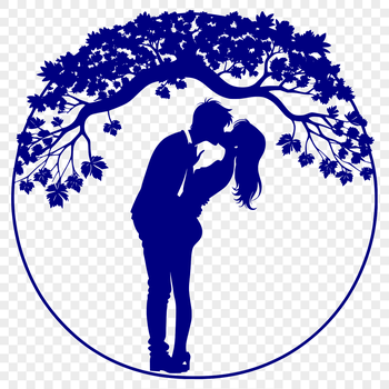 A stylized illustration of a tree with embracing figures, often used in Valentine's Day designs and wedding decorations.