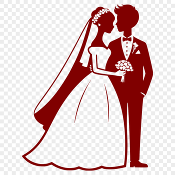 A simple wedding illustration featuring a bride and groom, designed as vector art.
