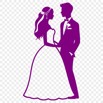 A romantic illustration of a bride and groom exchanging vows in a classic wedding setting.