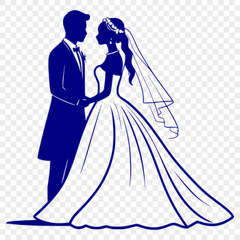 Wedding illustration featuring a happy couple exchanging vows, created as a vector graphic using popular design software.