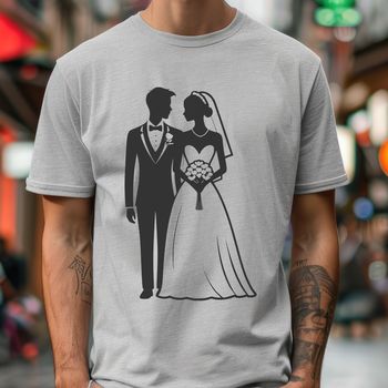 A young bride and groom standing together outside a venue, exchanging vows in a wedding ceremony.