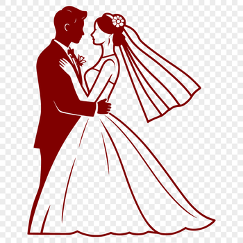 A detailed illustration of a wedding ceremony, featuring a bride and groom exchanging vows.