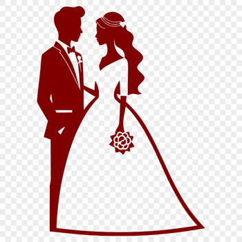 A digital illustration of a couple exchanging vows in marriage, depicted in bold lines and simple shapes.