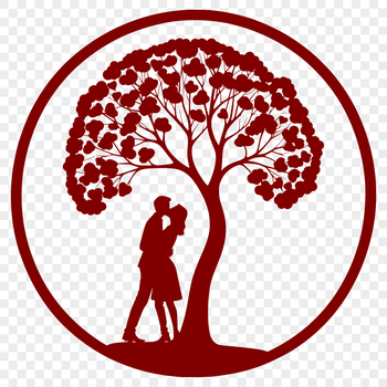 A vector graphic representation of a lovers' tree, ideal for use in wedding designs or Valentine's Day projects.