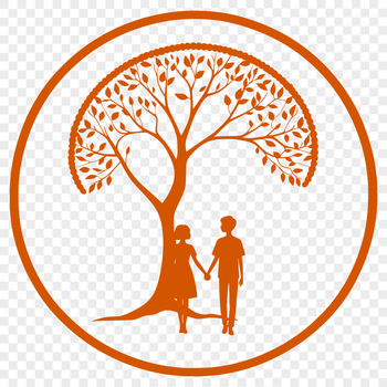 A stylized illustration of intertwined tree branches forming a heart shape, suitable for Valentine's Day or wedding decor.
