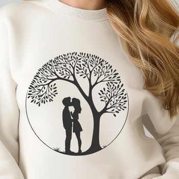 A stylized illustration of a tree with intertwined branches forming a heart shape, symbolizing love and connection.