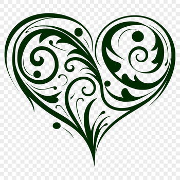A stylized heart shape with ornate details, suitable for various design applications.