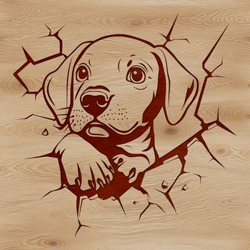A high-quality vector illustration of a lively Weimaraner dog breed.
