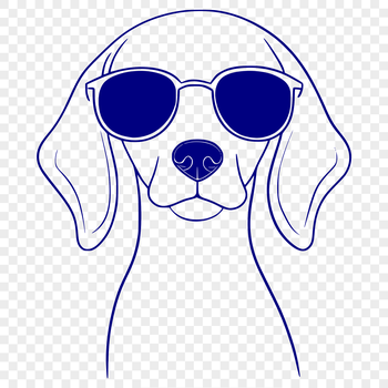 A sleek Weimaraner dog wearing stylish sunglasses in a simple vector design.