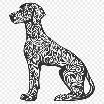 Vector graphic of a relaxed Weimaraner breed in a sitting position.