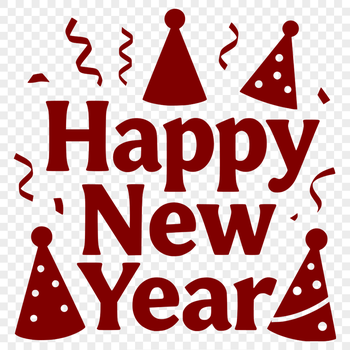 A vector illustration of a stylized Happy New Year quote with decorative elements.