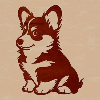 A vector illustration of a sitting Welsh Corgi, ideal for use in digital design and craft projects.