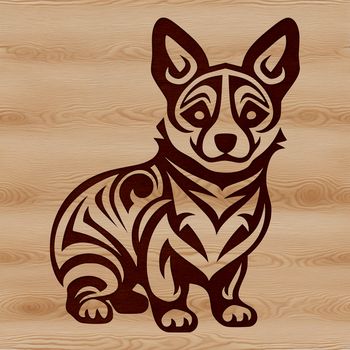 A breed-specific illustration of a Welsh Corgi sitting in a relaxed pose.