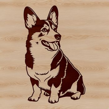 A vector illustration of a sitting Welsh Corgi breed dog.