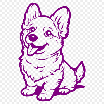 A full-body illustration of a Welsh Corgi sitting in a naturalistic pose.