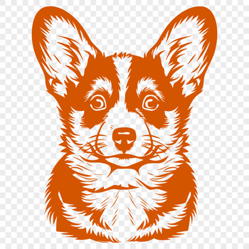 A head shot of a Welsh Corgi dog breed, suitable for vector art designs.