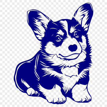 A full-body illustration of a Welsh Corgi sitting in a pose.
