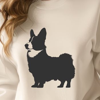 A full-body illustration of a Welsh Corgi standing on its hind legs, suitable for personal or commercial use.
