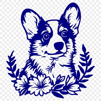 Welsh Corgi dog breed illustration with a floral pattern in vector format.