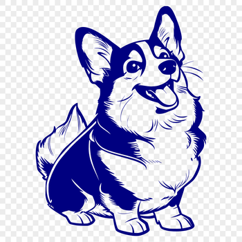 A full-body illustration of a sitting Welsh Corgi dog breed, suitable for vector graphics and digital design.